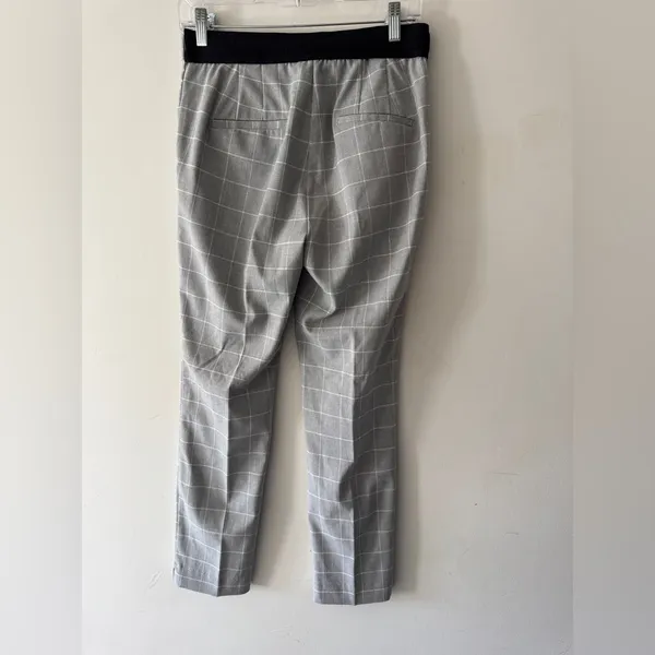 Zara‎ Basic Gray Checkered Plaid Pants Elastic Back Waist - Image 5