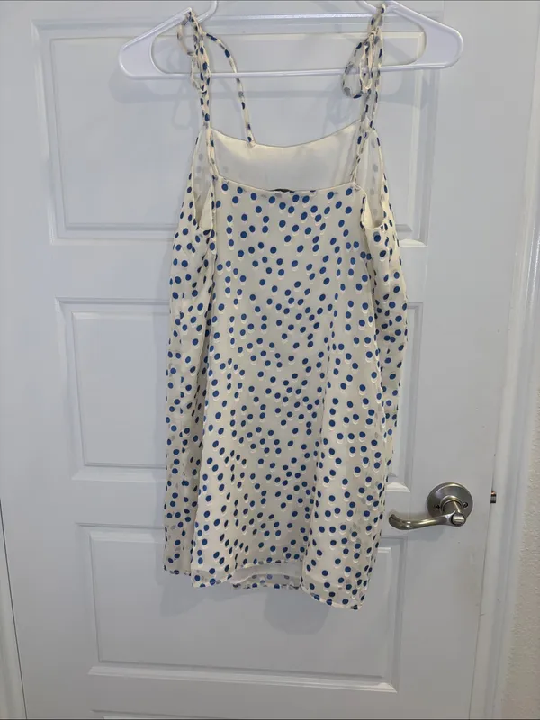 Lovers + Friends Blue Polka Dot Tie Strap Mini Dress Size S - Image 3