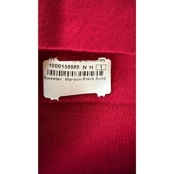 August Silk Heritage Sweater Red Black Velvet Mesh Mock Neck M - Image 4