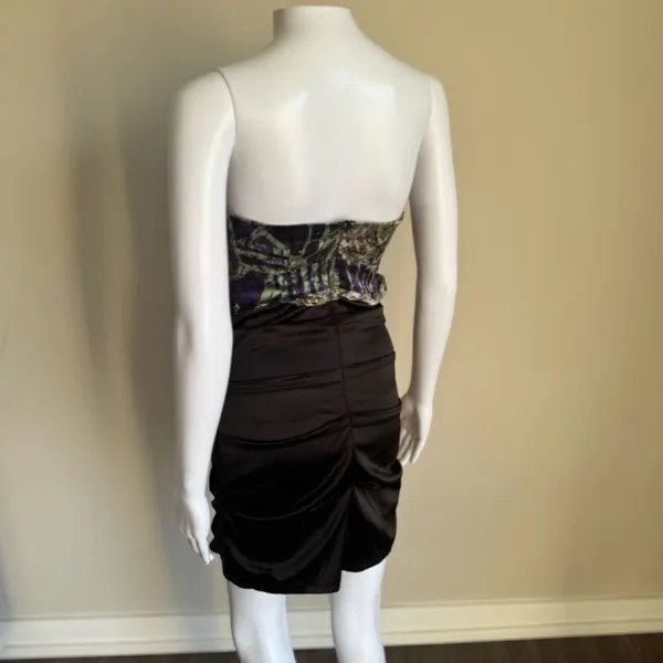 Vintage Rubber Ducky Strapless Satin Ruched Dress - Image 5