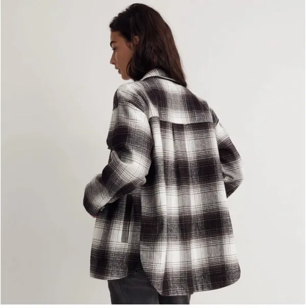 Madewell twill flannel shirt-jacket in windowpane plaid - Image 2