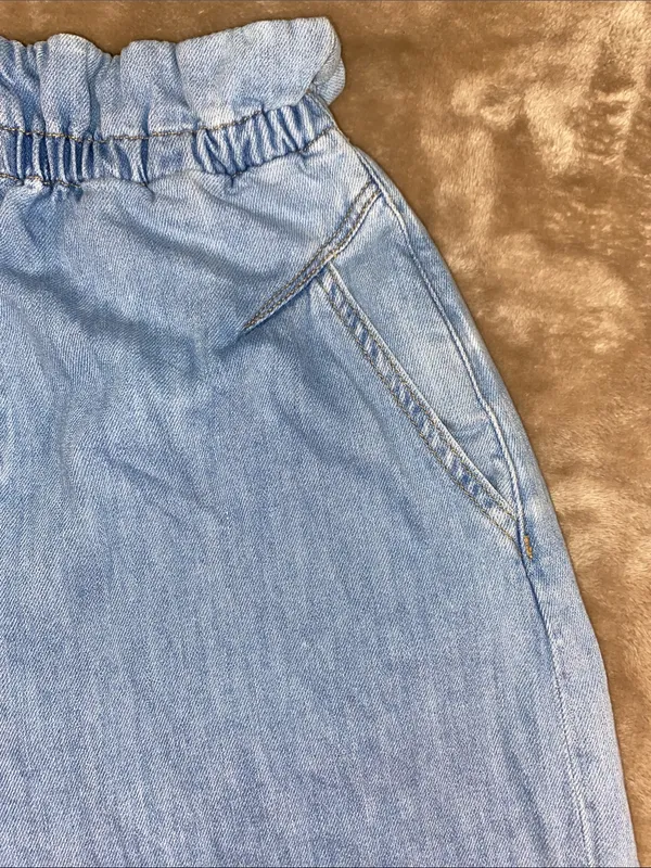 Zara Light Blue Paperbag Baggy Denim Jeans with Elastic Waist - Image 5