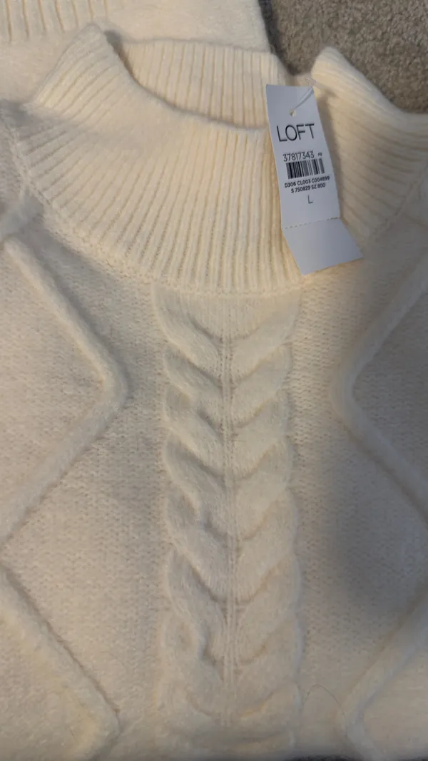 LOFT Cream Cable Turtleneck Sweater - Image 5