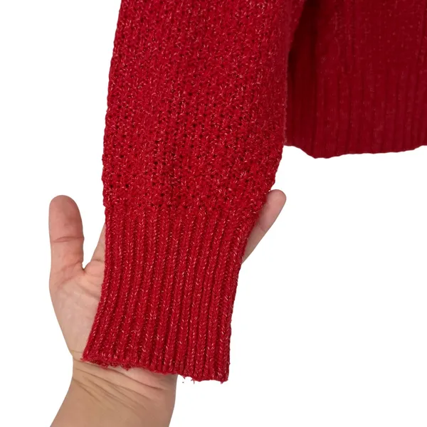 Abercrombie Fitch Red V Neck Cable Knit Sweater Women's Size XL‎ Preppy Y2K - Image 4