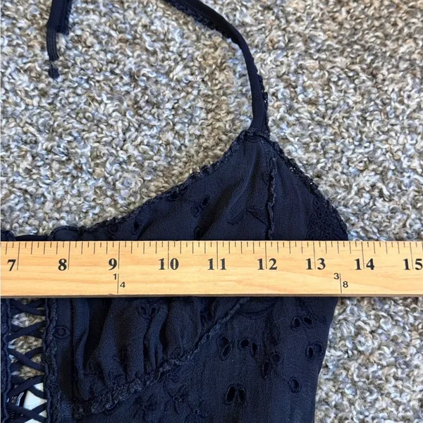 Zimmermann Black Silk Eyelet Mini Dress Womens 0 Whimsygoth Witchy Goth Damaged - Image 5