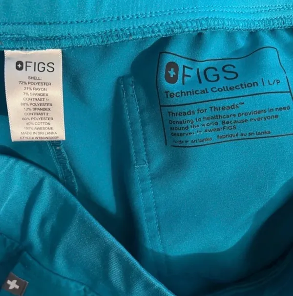 FIGS Technical Collection Teal Scrub Set | Top (M) + Jogger Pants (L/P) - Image 7