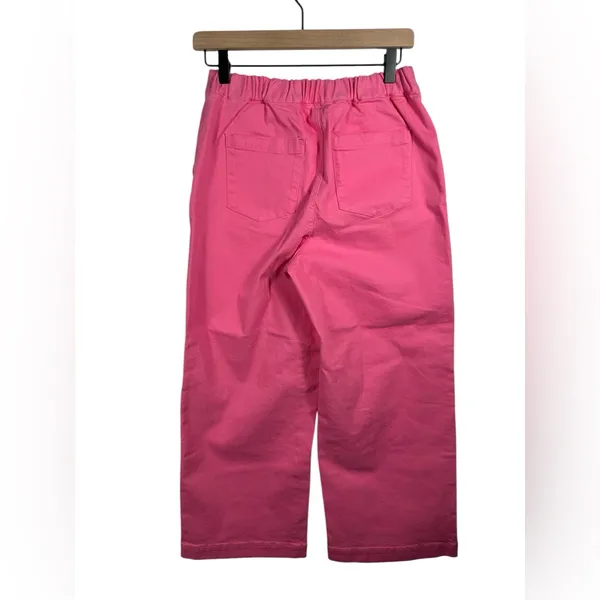 OAK + FORT Cropped Twill‎ Wide Leg Pants Pink S-M Cotton Stretch - Image 3