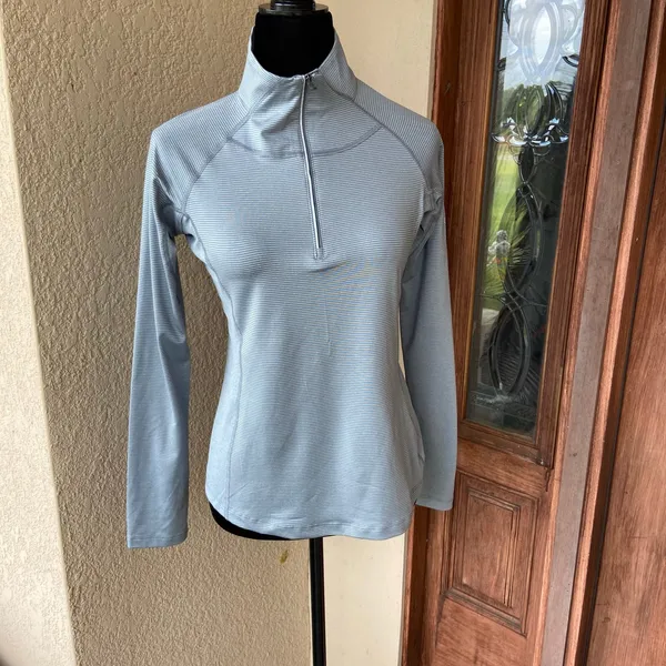 Columbia Quarter Zip‎ Pullover Womens S Gray Striped Lightweight Mock Neck - Image 8