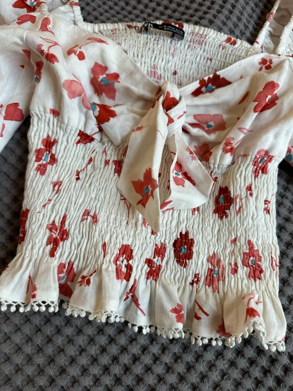 ZARA Linen Milkmaid Top - Image 3