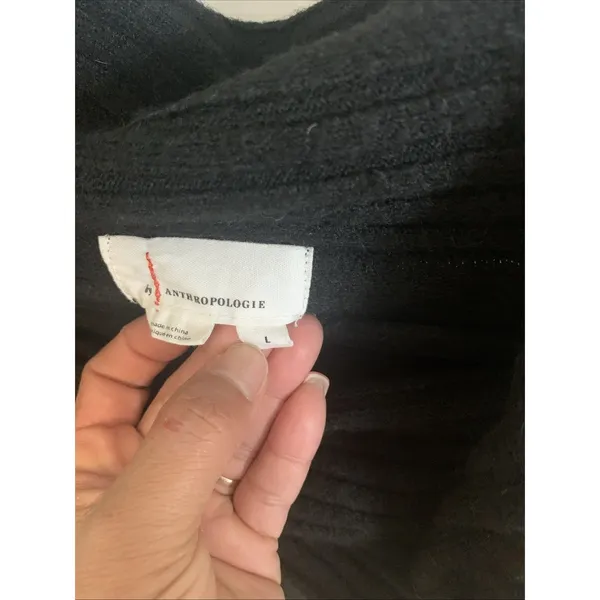 Anthropologie Black Draped Knit Sweater Women’s Large Long Sleeve - Image 2