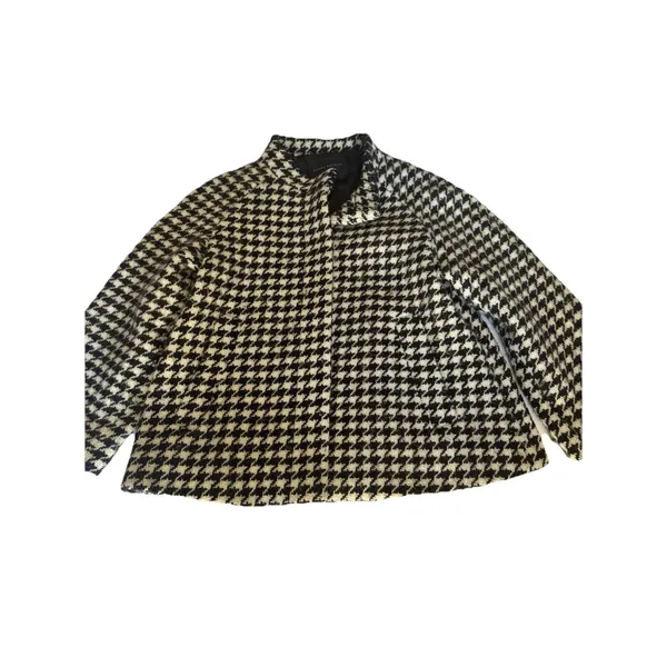 BANANA REPUBLIC Black/White houndstooth Wool Coat Cape Small - Image 5