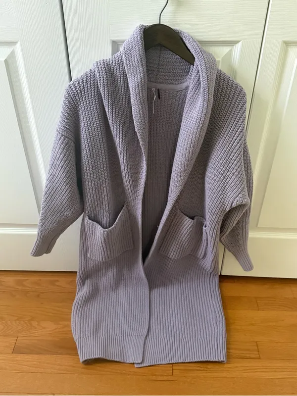 Free People Skylark Longline Cardigan in Lilac - Image 2