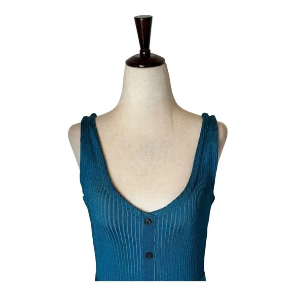 Rachel Roy Dress Women Small Blue Ribbed Knit Button Front Sweater Sheath‎ NWT - Image 4