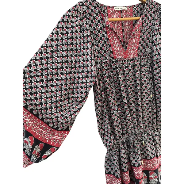 Ulla Johnson Bazaar Silk Mini Blouson Dress Light Indian Floral Print Size 2 - Image 12