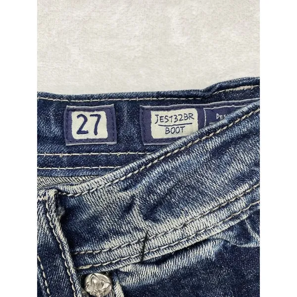 Miss Me Jeans Womens Size 27 boot cut blue Denim zippered rhinestone‎ Pockets - Image 8