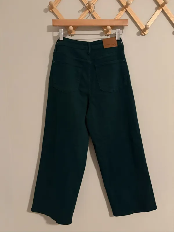 Judy Blue Dark Green Wide Leg Crop Jeans size 27 - Image 4