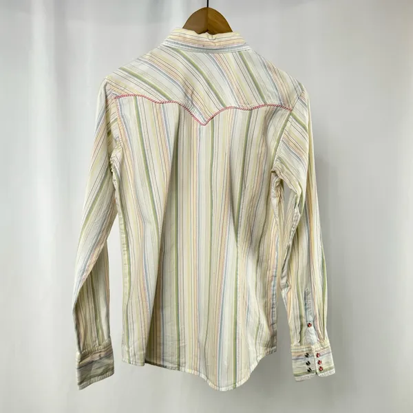 Ariat Maureen‎ Pearl Snap Stripe Long Sleeve Shirt in White Multi Size Medium - Image 4