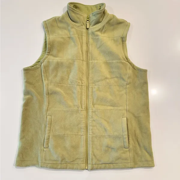 Lands End Lime Green Zip Up Fleece Vest Size Medium‎ - Image 6