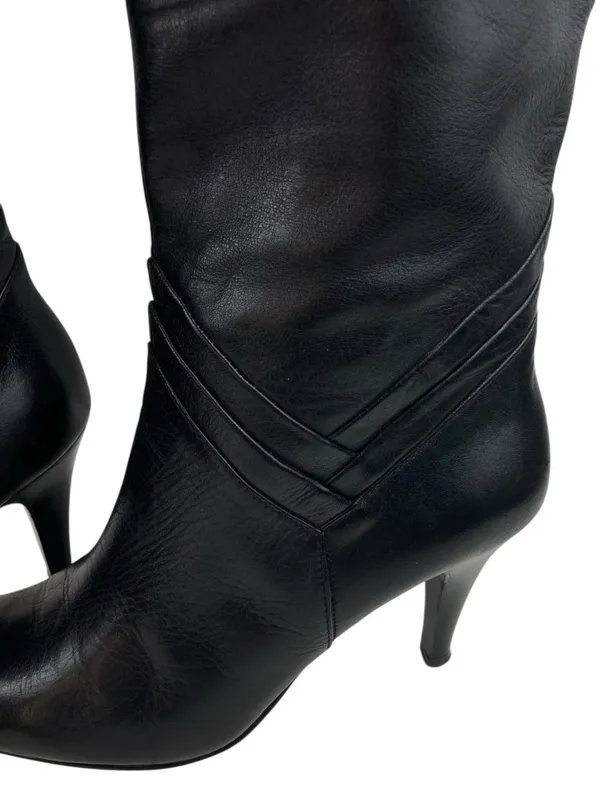 -Sean Ling Nigiri Boots Womens Sz 5.5 Black Buttery Soft Leather Heeled Pull On - Image 6