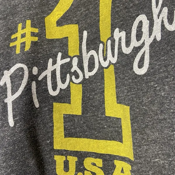 Homage Pittsburg #1 Super Soft Gray Gold Crewneck‎ Sweatshirt Size Small Heather - Image 4