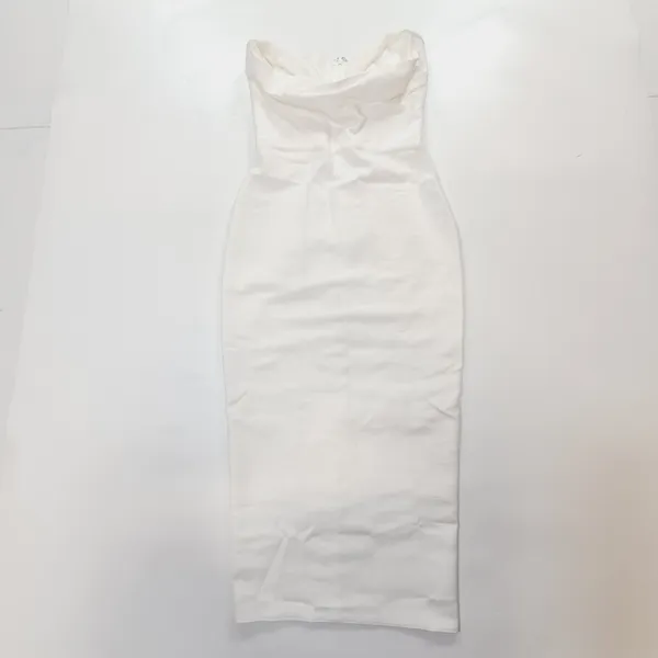 MORE TO COME Sophia Strapless Midi Dress in White XS - Image 3