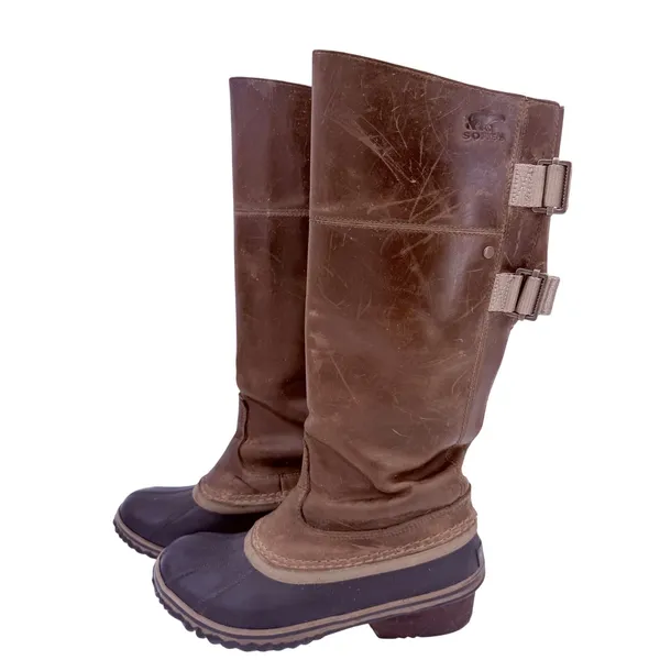 Sorel Women's Brown Leather Slimpack Li Tall Riding Boots Size 7 - Image 6