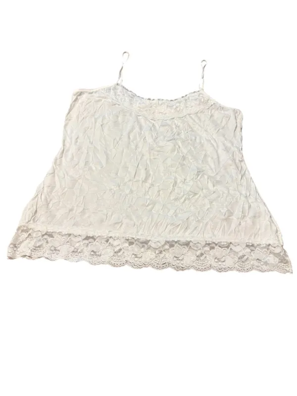 Maurices White Crinkled Lace Trim Camisole Size XL (20” PTP) - Image 2