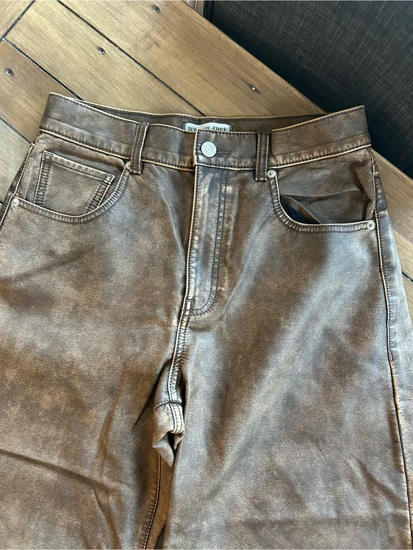 Free People We the Free Misha Barrel Vegan Brown Pants 28 - Image 6
