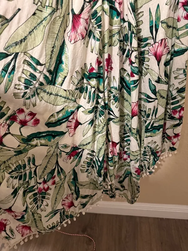 Japna Floral Spaghetti Strap Maxi Dress in Green & Pink - Image 4