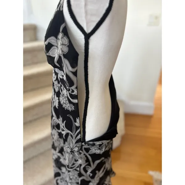 Vintage Y2K Fairy Whimsygoth Boho Black Grey Floral Halter Babydoll Slip Dress - Image 7