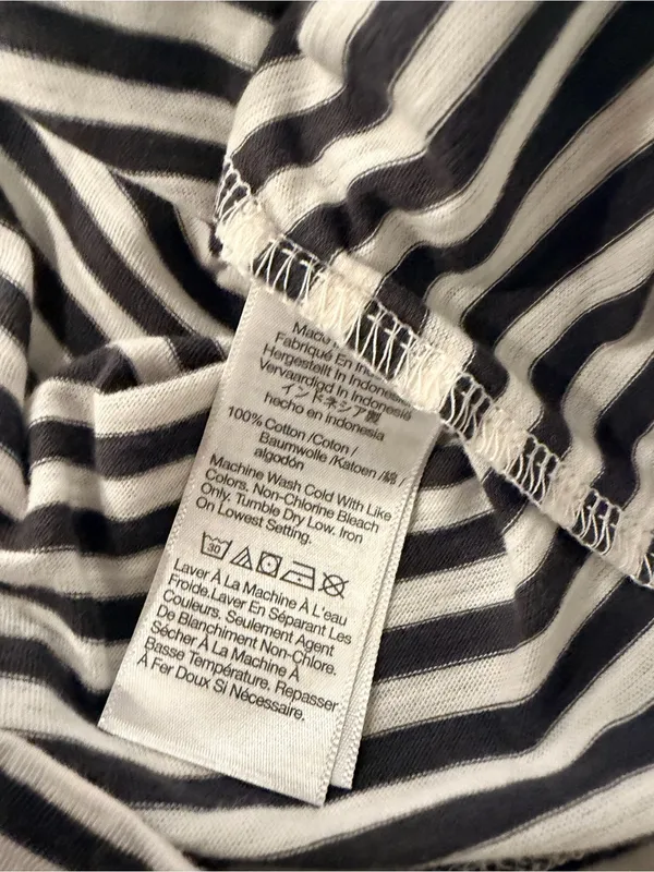 NWOT Madewell Size S Gray Stripe V Neck Short Sleeve Slub Cotton Tee Shirt - Image 9