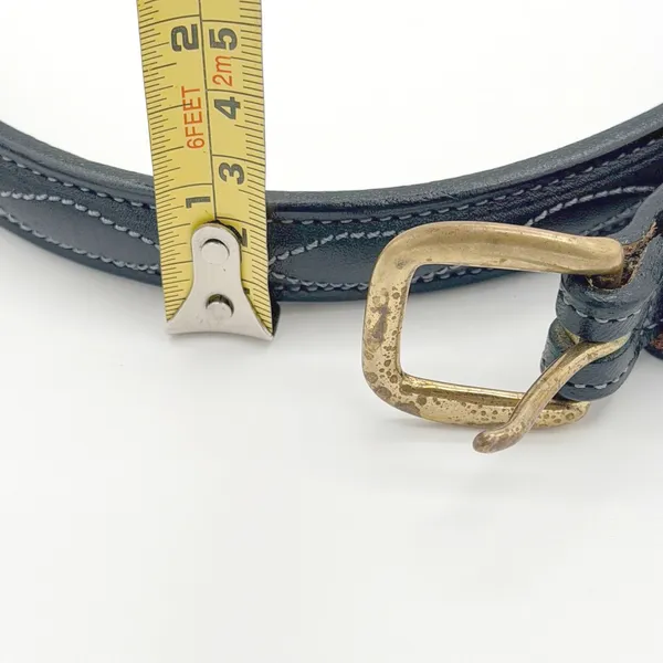 Tory Belt Womens 28 Black Leather Western Equestrian Brass Buckle Made in USA - Image 5