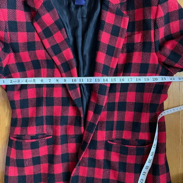 Vintage GAP Christmas Holiday Wool Blend Plaid Buffalo Check Red Black Blazer L‎ - Image 11