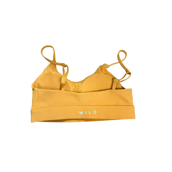 WILO The Label‎ Mustard Yellow Ribbed Sports Bra XS Adjustable Straps Activewear - Image 2