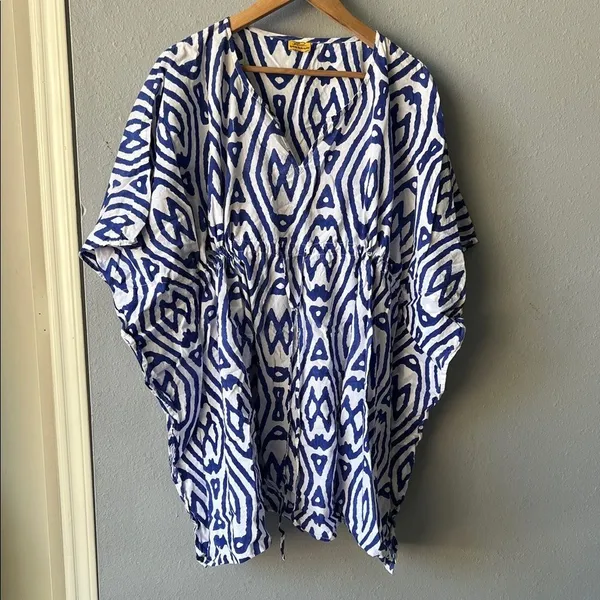Roberta Roller Rabbit Blue and White Ikat Tunic - Image 4