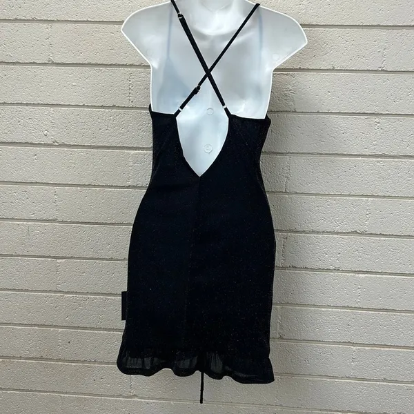 Lulu’s Black Sparkly Ruched Bodycon Mini Dress size S NWT - Image 6