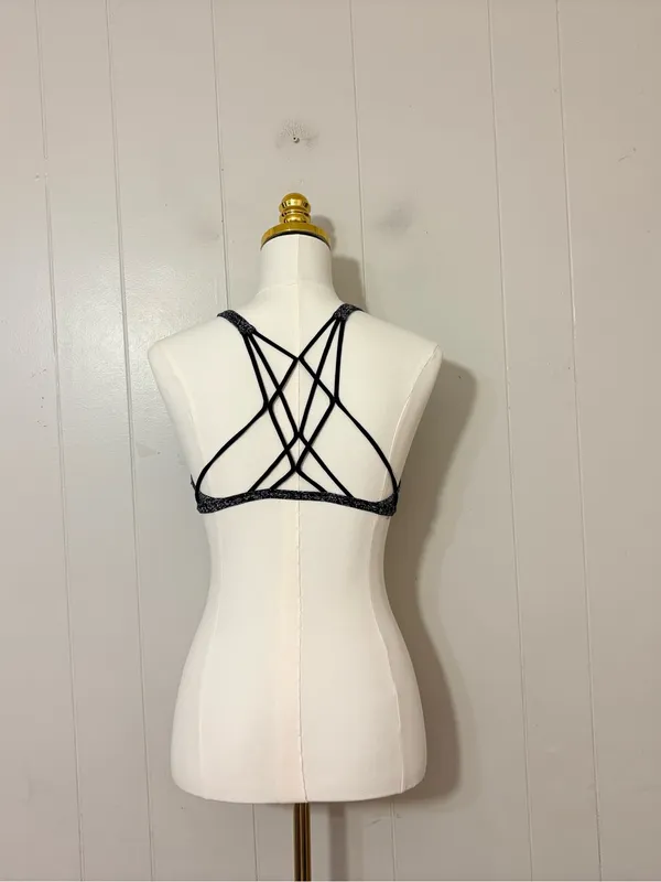 Lululemon Free To Be Zen Bra IV Black White Jacquard Strappy Yoga Sports Bra 4 - Image 8