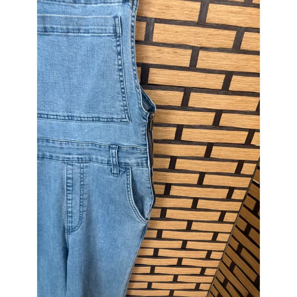 MuMu Blue Denim Flared Leg‎ Overalls Size Small - Image 8