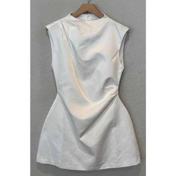 NWT Odd Muse Satin Straight Neck Mini Dress Size Medium White - Image 10