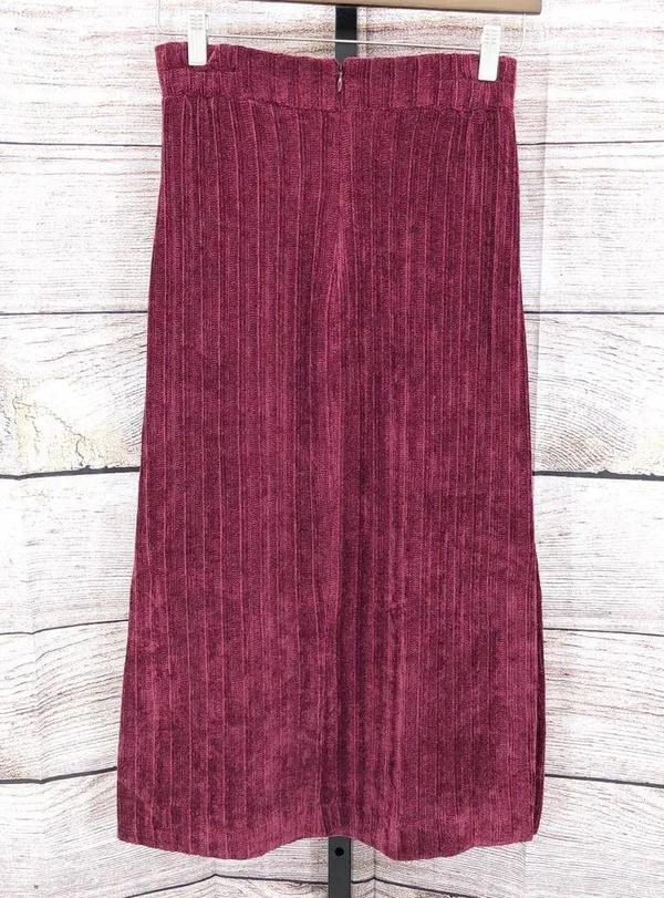 Anthro Hutch Burgandy Velour Midi Skirt Size XS - Image 4