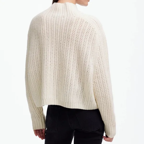 NWT‎ Madewell Ivory Pointelle-Stitch Mockneck Sweater Size XXS - Image 4