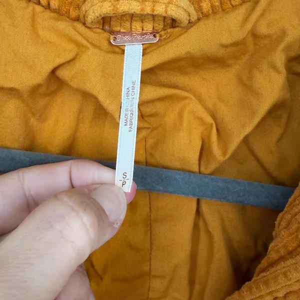 Free People Mustard‎ Yellow Corduroy Moto Jacket Belted Cropped Size S - Image 6