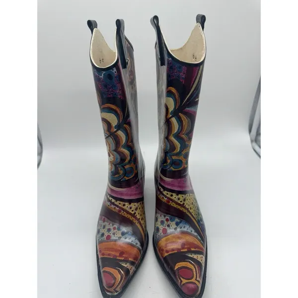Nomad Yippy Women's Multicolor Western Cowboy Rain Boots Size 7 Artistic - Image 8