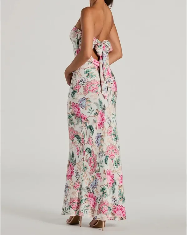 Dress Forum Floral Cowl Neck Maxi Dress in Ivory and Pink - Image 3