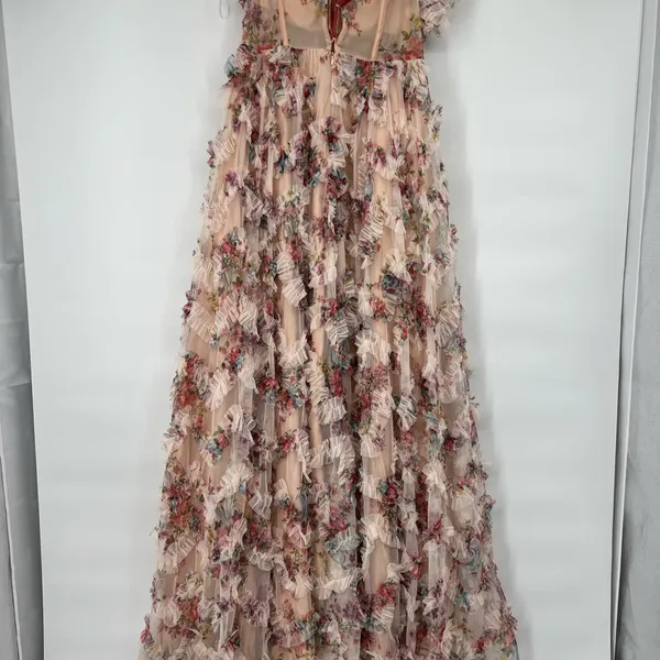Floral Strapless Maxi Gown sheer lines lightweight - Image 8