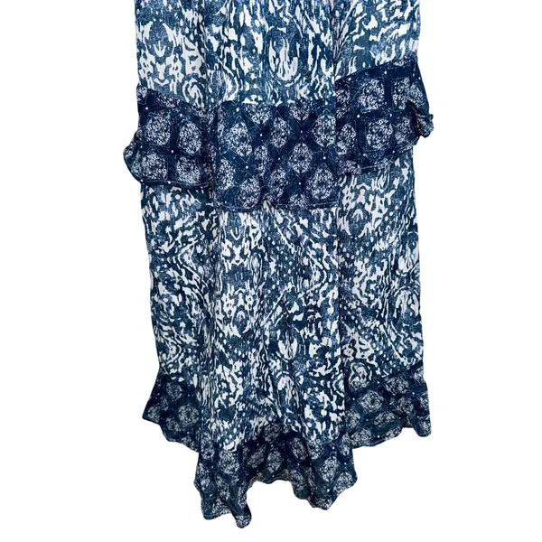 Abercrombie & Fitch Blue White Abstract Tiered Sleeveless Maxi Dress Womens Sz M - Image 8