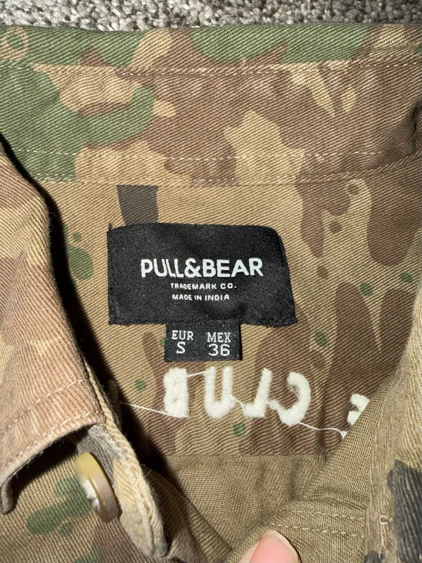 Pull&Bear Limited Edition Camouflage Embroidered Graphic Button-Down Shirt - Image 3