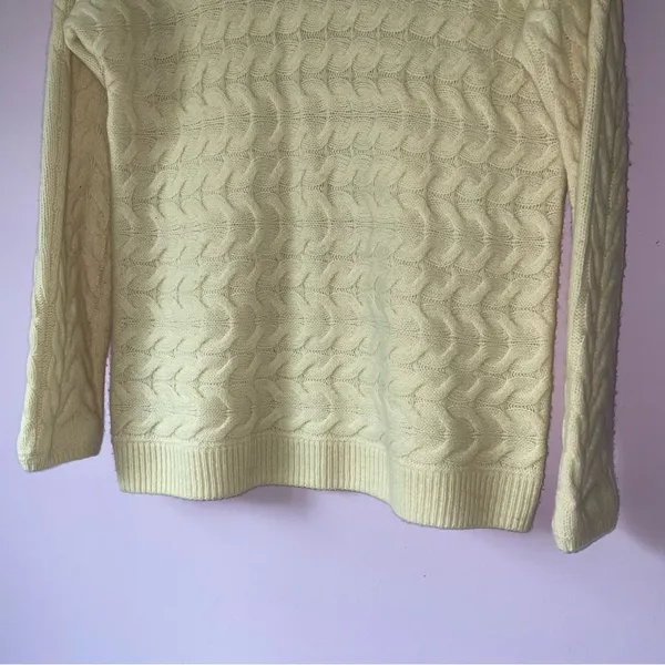 Talbots Merino Wool Cashmere Cream Chunky Knit Sweater Size M Fisherman Cottage - Image 3