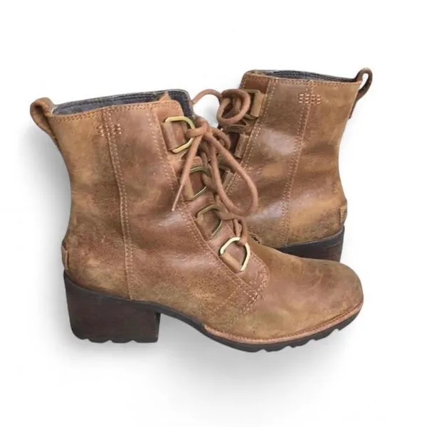Sorel Womens Size 8 Brown Suede Lace Up Ankle Fashion Boots Bootie - Image 2