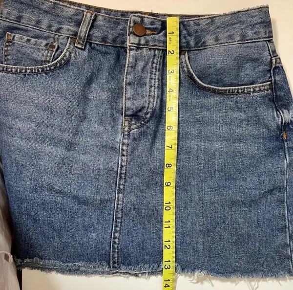 ASOS Denim Micro Mini Skirt Dark Wash Mid-rise Frayed Hem - Image 10